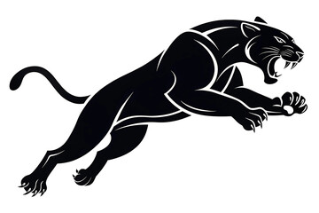 Obraz premium Majestic Black Panther in Leap Powerful Vector Illustration of a Wild Cat