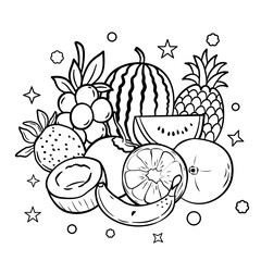 Hand drawn doodle food line art, coloring pages vector illustration design.