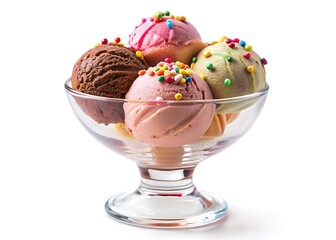 Tasty icecream a cute glass for summer isolated on white background