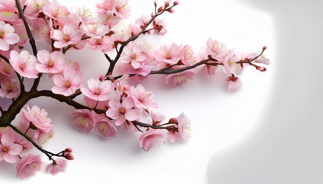 cherry blossom tree pink flowers on a white background