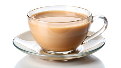 Tea with milk isolated on white background
