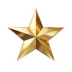 Shiny 3D Golden Star with Metallic Reflection Isolated on Transparent Background,Gold star isolated on transparent background,Gold stars 3d render, gold star png,realistic golden star isolated,Ai