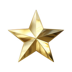 Shiny 3D Golden Star with Metallic Reflection Isolated on Transparent Background,Gold star isolated on transparent background,Gold stars 3d render, gold star png,realistic golden star isolated,Ai