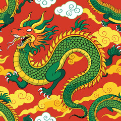 Fototapeta premium chinese dragon seamless patterns