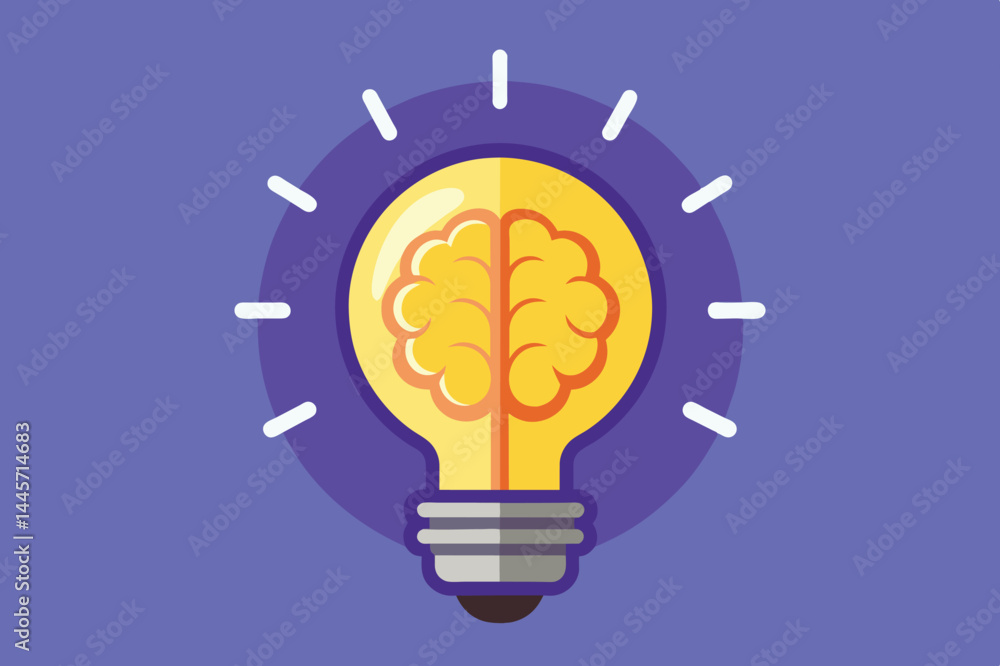 Aufkleber this artwork features a bright light bulb with a brain inside, representing the fusion of creativity