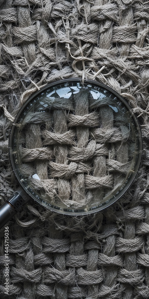Poster Detailed Fabric Weave Texture Image, Showing Interlaced Threads Closely. Material Pattern Macro View, Fiber Structure Surface. Cloth Background.
