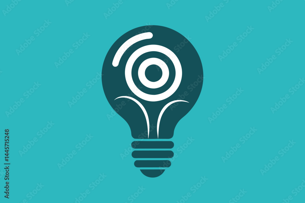 Poster a unique light bulb design showcases circular patterns against a teal backdrop, representing innovat