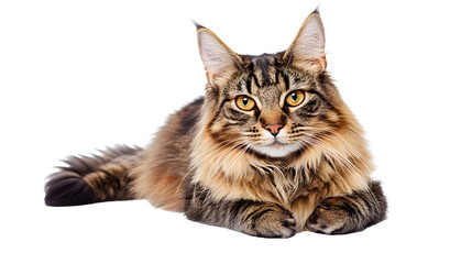 Obraz premium Majestic Maine Coon Cat Isolated on Transparent Background for Adorable Pet Portraits