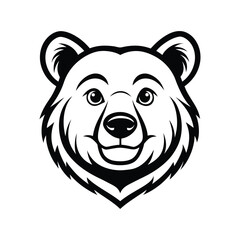 Bear Head Silhouettes vector design in Black and White Style, Isolated on White Background