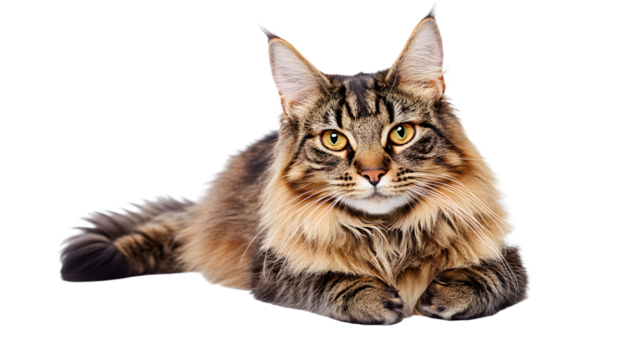 Majestic Maine Coon Cat Isolated on Transparent Background for Adorable Pet Portraits