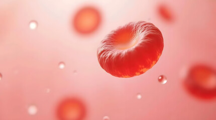 Close-up of red blood cells floating in a plasma-like environment.