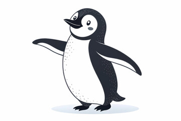 Naklejka premium Adorable Penguin Illustration A Charming Black and White Drawing of a Happy Penguin Bird
