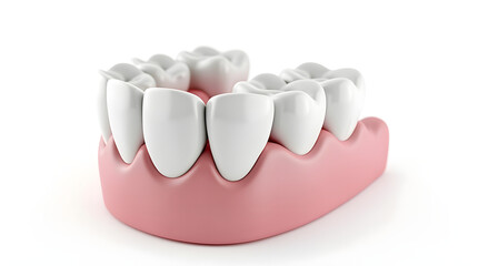 Close-up of realistic artificial teeth on a soft gum base, highlighting dental health and education.