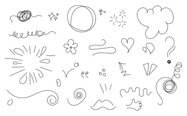 Collection of hand drawn emotion creative comic symbol 