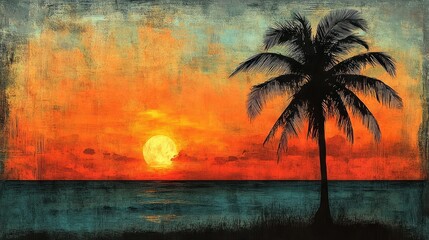 Tropical Sunset Silhouette