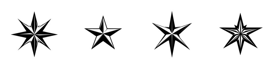 Fototapeta premium Vector illustration of decorative black and white star icons for graphic design or logo creation