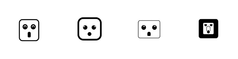 Fototapeta premium Collection of expressive vector icons depicting various surprised and shocked facial expressions in black and white