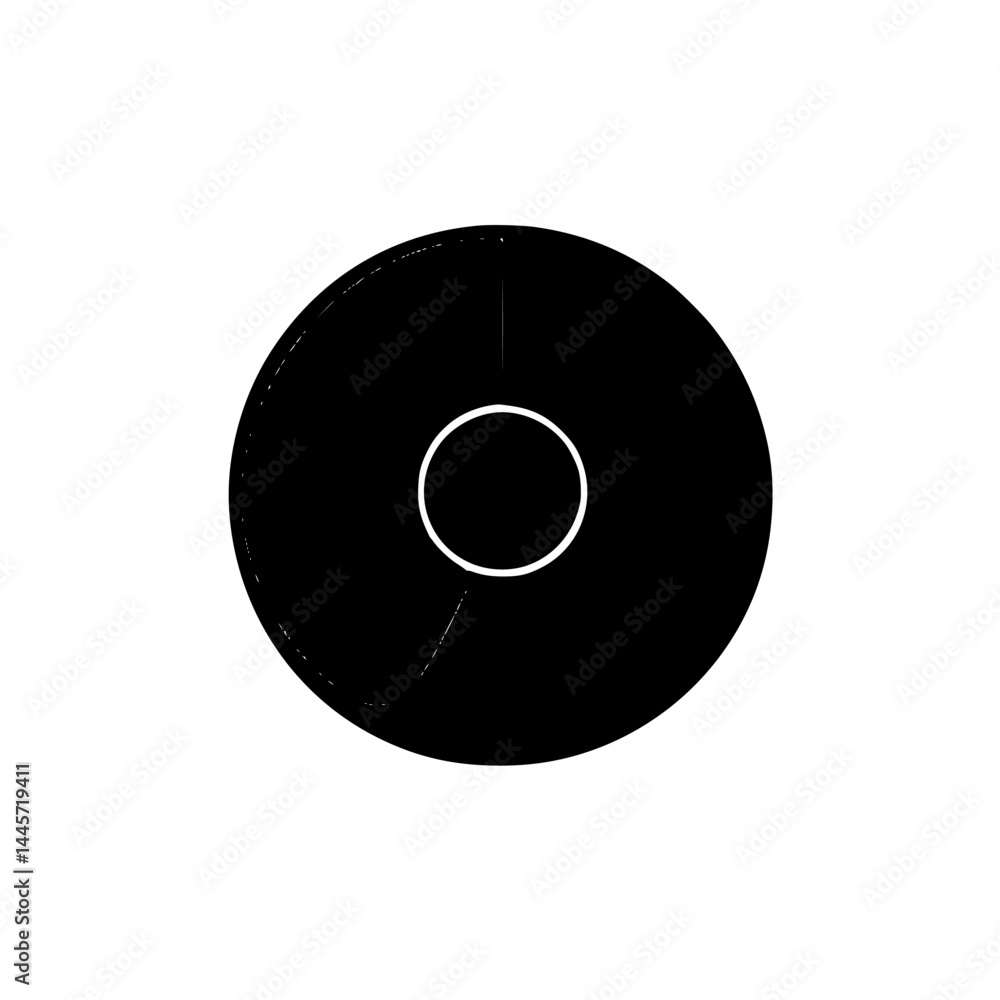 Poster vector illustration of a simple black and white circular icon representing various uses in design an