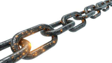 Obraz premium Chain of Strength: A metallic chain, a symbol of unity and resilience, sparkles with captivating intensity, creating an image of enduring power.