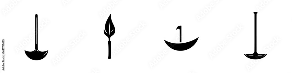 Poster a collection of vector icons depicting various black and white utensils and symbols for versatile de