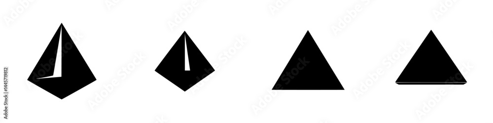 Poster vector illustration of abstract geometric shapes showcasing various styles and orientations in black