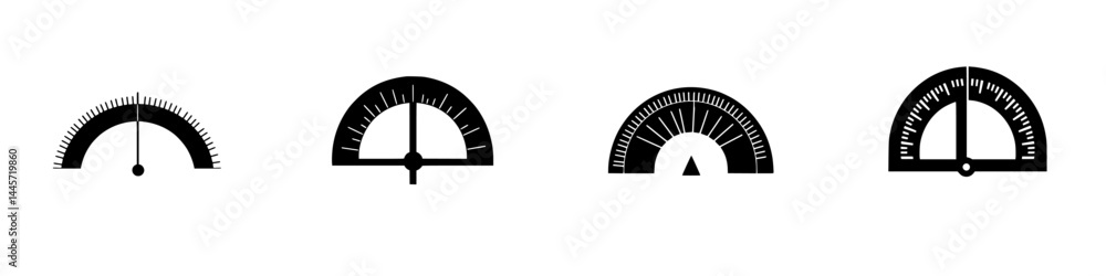 Poster vector illustration icons of measurement tools designed in black and white showing various angles an