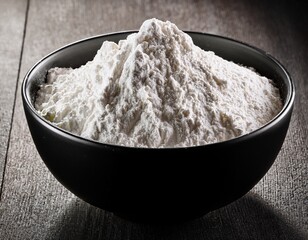 pile of flour in black bowl