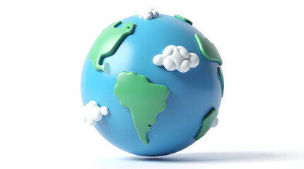 Fototapeta premium A vibrant 3D globe depicting continents and clouds in playful colors. Ideal for environmental themes.