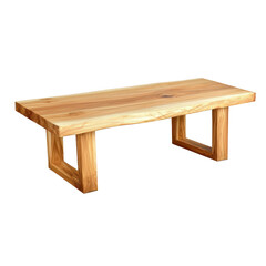 Wooden coffee table with natural finish and rectangular shape, featuring sturdy legs and smooth surface, perfect for living room decor