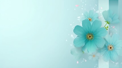 Tranquil blue floral scene, serene flowers on a soft light blue background for calming aesthetics