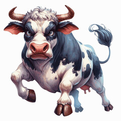 Bellowing Hues cow angry isolated watercolor vector illustration svg  