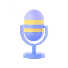 Blue and Yellow 3D Microphone Icon for Podcasting and Audio Recording