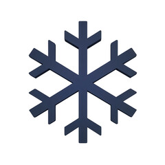 Obraz premium Dark blue snowflake icon with simple, symmetrical design, representing winter or cold weather themes. snowflake has six branches with geometric patterns