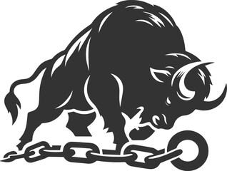Vector silhouette of buffalo