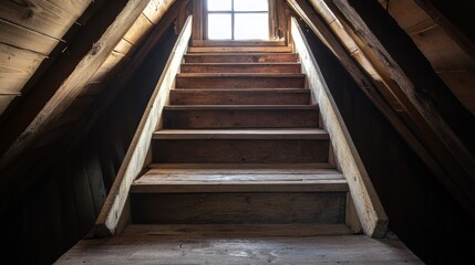 Fototapeta premium Wooden attic stairs