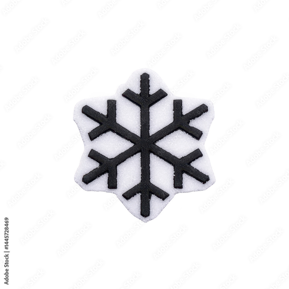 Aufkleber black and white snowflake icon with simple geometric design on transparent background. snowflake has