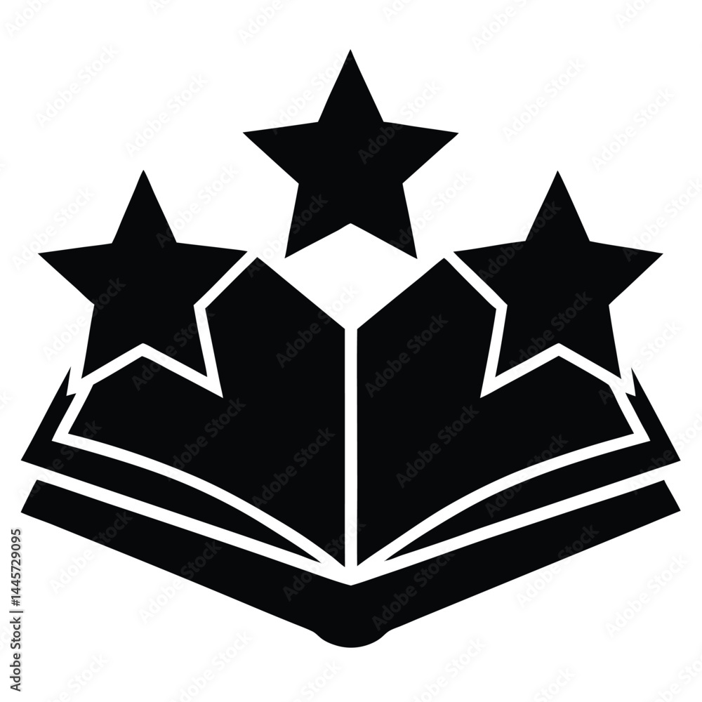 Poster isolated black vector writer using elements book review stars with white background