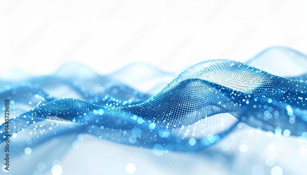 Poster abstract blue wave background with particle effects