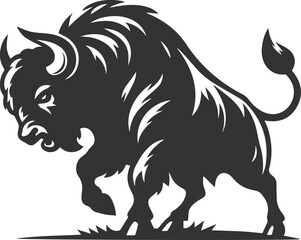 Vector silhouette of buffalo