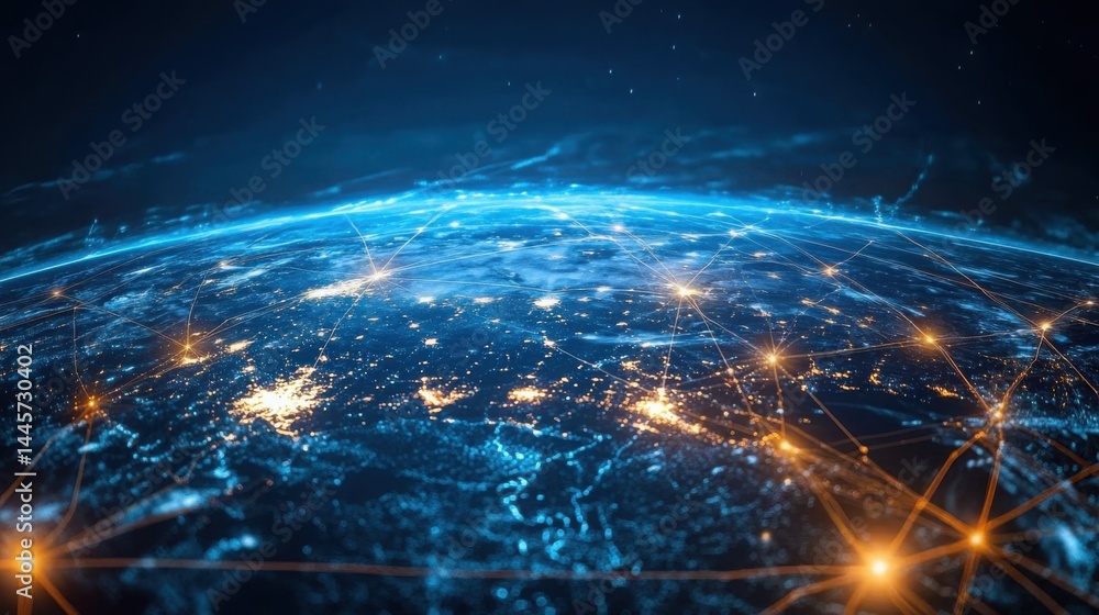 Poster brightly lit network operations center with screens tracking a live global communications network