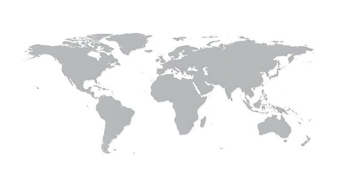 Fototapeta Global World Map: A Simple Gray-Scale Cartographic Design