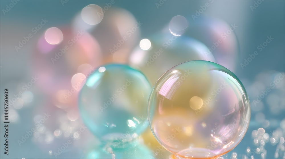 Aufkleber mesmerizing macro photography, cluster of translucent bubbles shimmering in the light