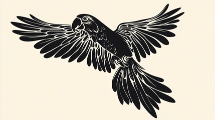 Obraz premium Exotic Black Parrot Vector Art with Mexican Style Elements for Vibrant Designs