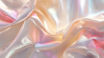 Obraz premium Luxurious white and pink silk fabric texture, closeup view for elegant design inspiration