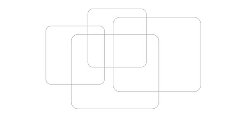 Square shape of paper banner. Set of vector origami banners with shadow. Square 4 sided geometric shape line art vector icon for apps and websites. Round Squares.