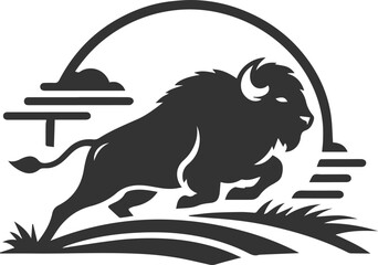 Vector silhouette of buffalo