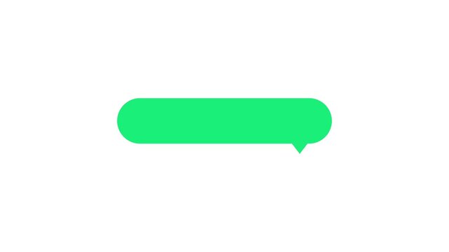 Green message chat bubble animation on white background