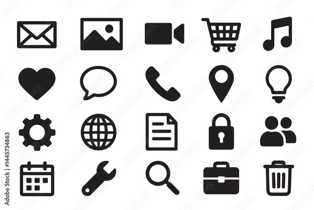 Poster essential icons: a collection of versatile vector icons. simple and clean vector icons, a visual lan