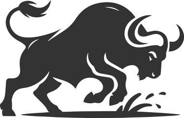 Vector silhouette of buffalo