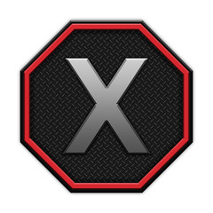 Icon with letters and symbols in 3D octagon style with modern dark design